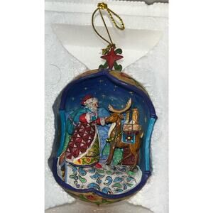 2007 The Danbury Mint Jim Shore Christmas Ornament UP TO THE ROOFTOP 5.5" tall